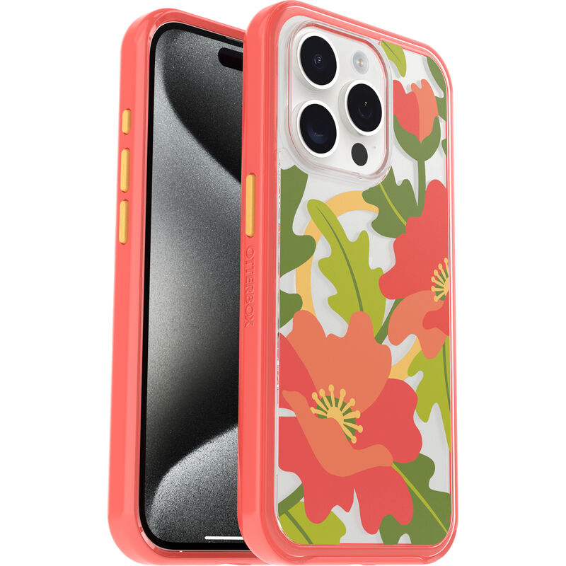 product image 1 - Coque iPhone 15 Pro Symmetry Series Clear pour MagSafe Fluttering Flora