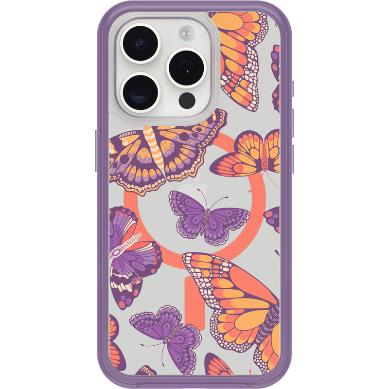 product image 2 - Coque iPhone 15 Pro Symmetry Series Clear pour MagSafe Fluttering Flora