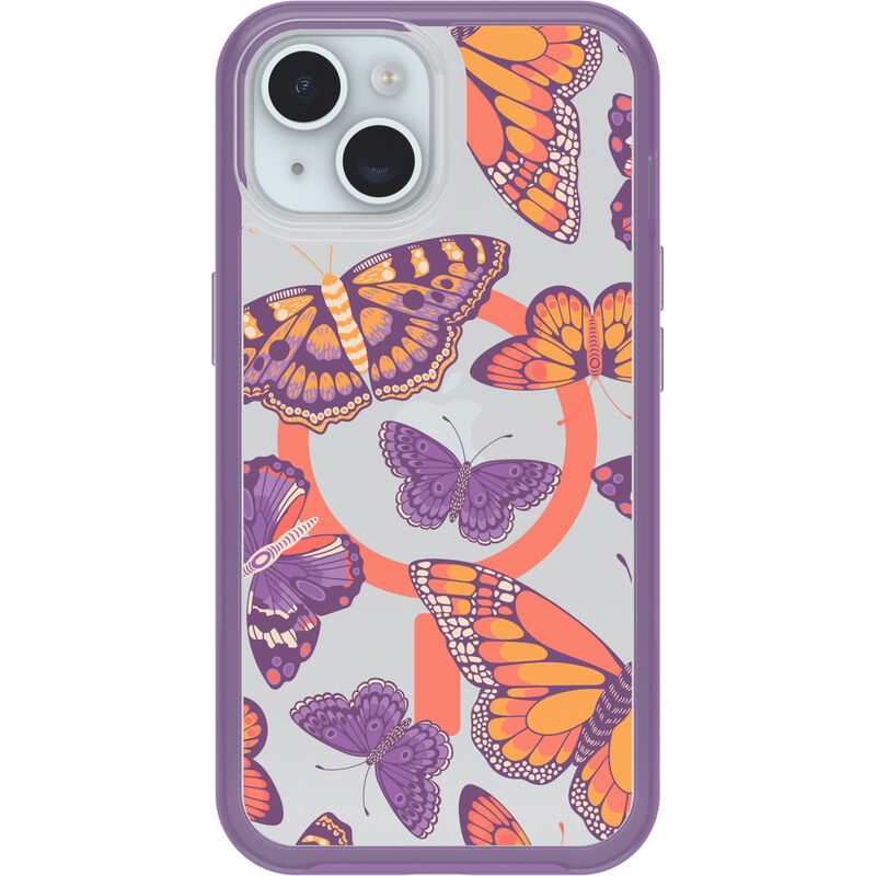 product image 2 - Coque iPhone 13, iPhone 14 et iPhone 15 Symmetry Series Clear pour MagSafe Fluttering Flora