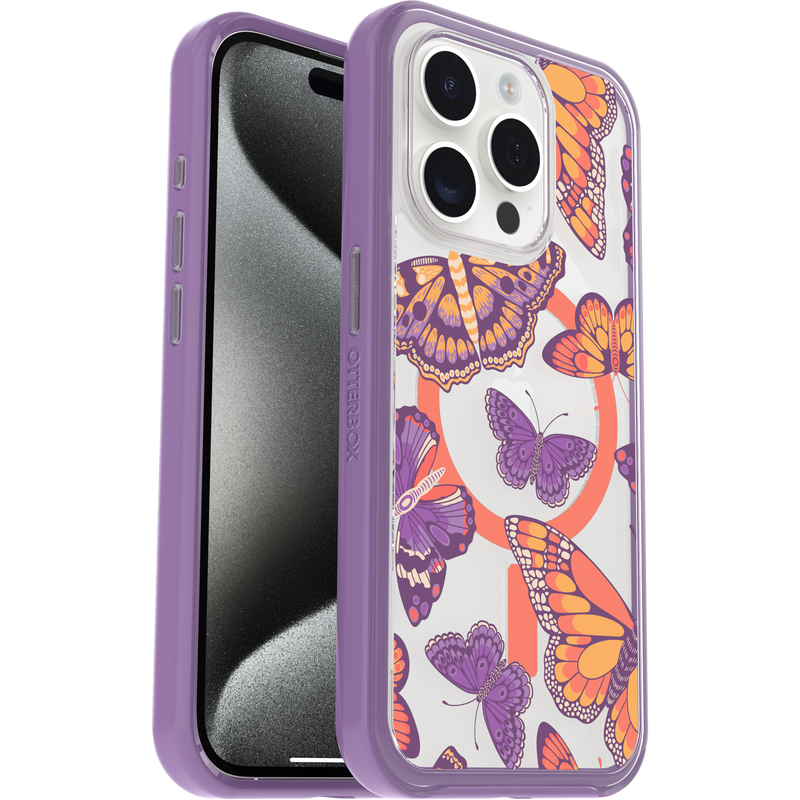 product image 1 - Coque iPhone 15 Pro Symmetry Series Clear pour MagSafe Fluttering Flora