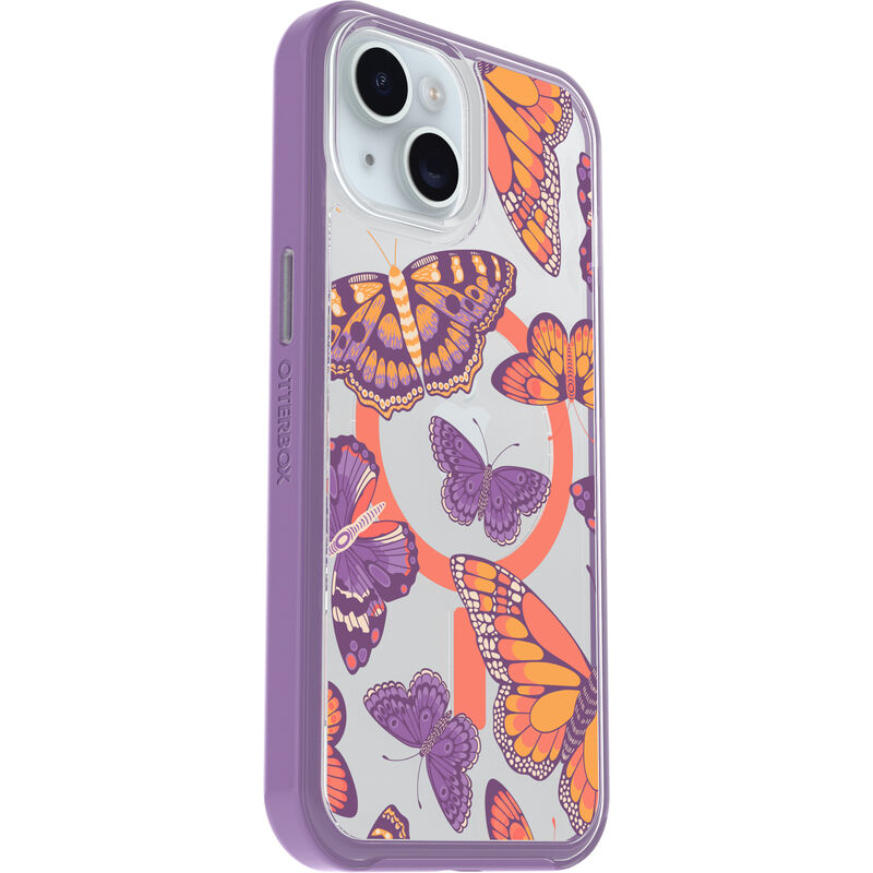 product image 3 - Coque iPhone 13, iPhone 14 et iPhone 15 Symmetry Series Clear pour MagSafe Fluttering Flora
