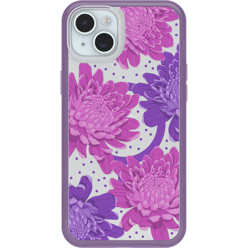 product image 2 - iPhone 14 Plus en iPhone 15 Plus Hoesje Symmetry Series Clear voor MagSafe Fluttering Flora